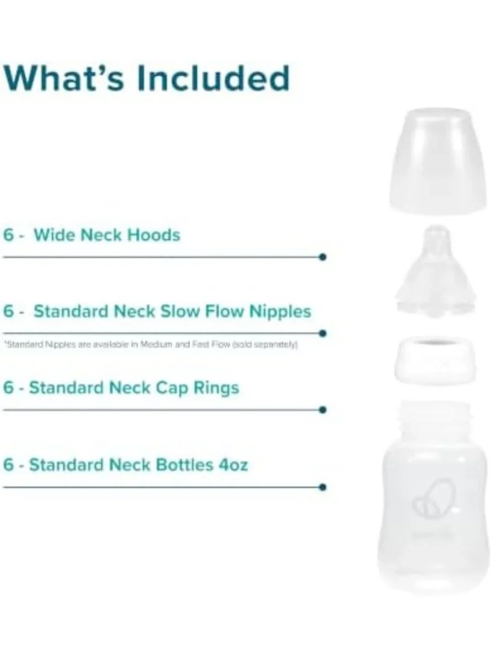 Premium Baby Bottles with Venting System - 4oz, Pack of 6, Ideal for Newborns